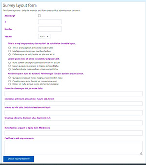 'survey' layout