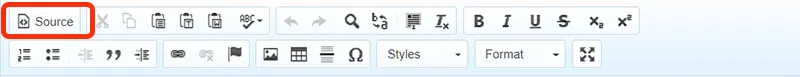 source button reveals the code behind the page