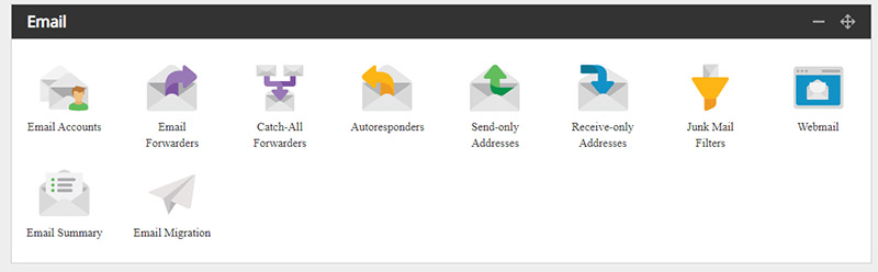 email options in the 121 technology control panel